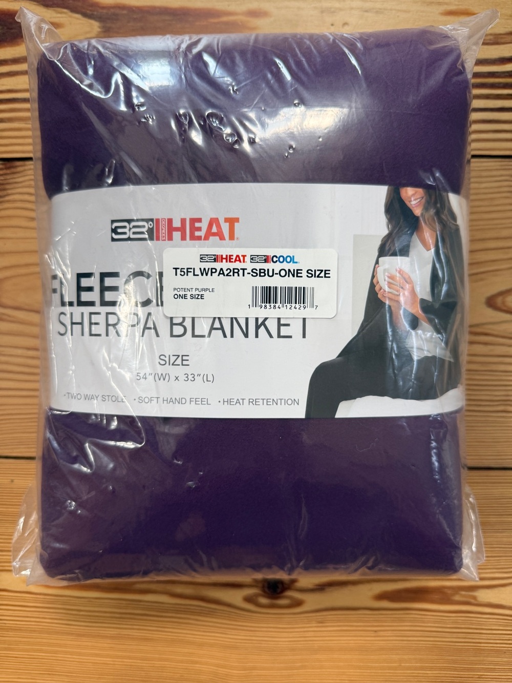 Purple Sherpa Blanket Wrap - One Size